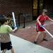 Ann Arbor resident Maxwell Fuks, 10, pretends to sword fight with a friend at the Townie Street Party on Monday, July 15. Daniel Brenner I AnnArbor.com